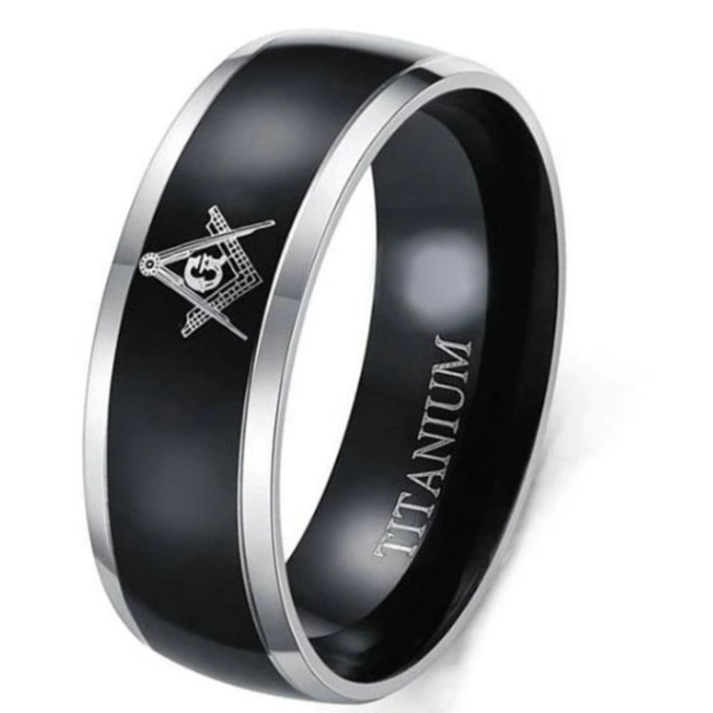 Black Titanium AG Freemasonry  Masonic Pillars Freemason Master  Masons Ring